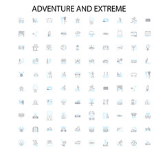 adventure and extreme icons, signs, outline symbols, concept linear illustration line collection