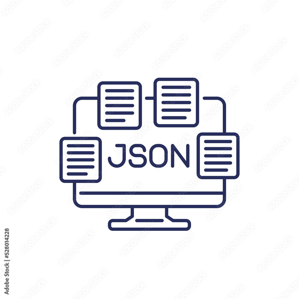 Poster json files, documents line icon