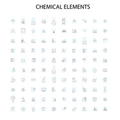 chemical elements concept icons, signs, outline symbols, concept linear illustration line collection