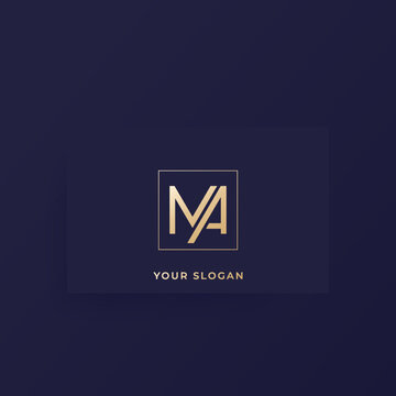 MA monogram, letters vector logo on a card