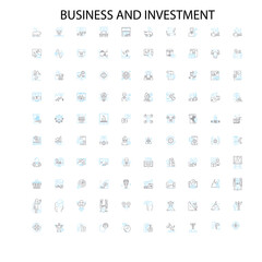 business and investment icons, signs, outline symbols, concept linear illustration line collection