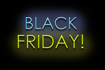 Black Friday. Neon sign is isolated on a black background. Trade. Business. Design element.