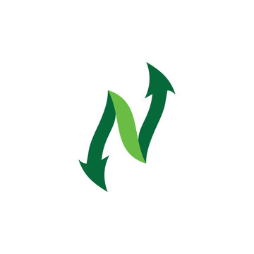 Letter N Green Arrow Logo Icon