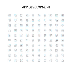 app development icons, signs, outline symbols, concept linear illustration line collection
