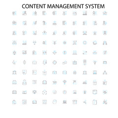 content management system icons, signs, outline symbols, concept linear illustration line collection