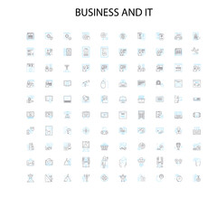 Fototapeta na wymiar business and it icons, signs, outline symbols, concept linear illustration line collection