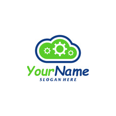 Cloud Gear Logo Design Template. Cloud logo concept vector. Creative Icon Symbol