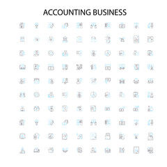accounting business icons, signs, outline symbols, concept linear illustration line collection