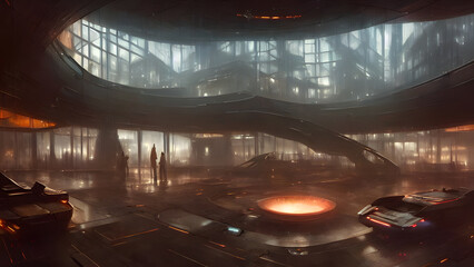 Artistic concept painting of a futuristic city or smart city, background illustration.