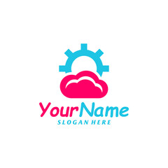 Cloud Gear Logo Design Template. Cloud logo concept vector. Creative Icon Symbol