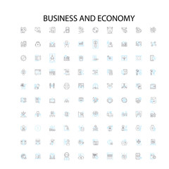 business and economy icons, signs, outline symbols, concept linear illustration line collection