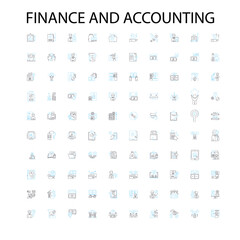 finance and accounting icons, signs, outline symbols, concept linear illustration line collection