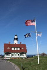 lighthouse and flag
