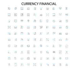 currency financial icons, signs, outline symbols, concept linear illustration line collection