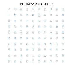 business and office icons, signs, outline symbols, concept linear illustration line collection