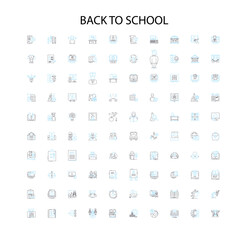 back to school icons, signs, outline symbols, concept linear illustration line collection