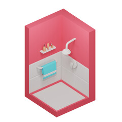 bathroom isometric transparent background 3d