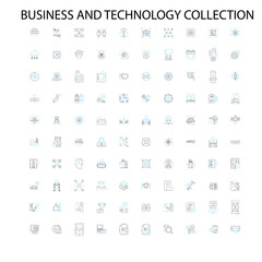 business and technology collection icons, signs, outline symbols, concept linear illustration line collection