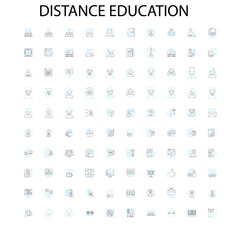 distance education icons, signs, outline symbols, concept linear illustration line collection