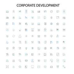 corporate development icons, signs, outline symbols, concept linear illustration line collection