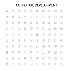 corporate development icons, signs, outline symbols, concept linear illustration line collection