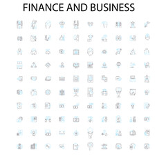 finance and business icons, signs, outline symbols, concept linear illustration line collection
