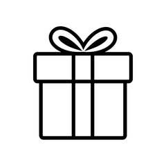 Present gift box line icon. Gift box with ribbon 