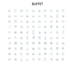buffet icons, signs, outline symbols, concept linear illustration line collection