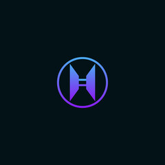 Colorful and Futuristic Letter H Logo in Colorful Gradient Style. Letter H Logo with Circle