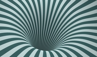 Abstract tunnel, the black hole. Curvature of surface. Thin lines texture. 3D render