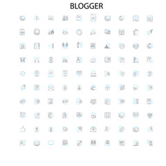 blogger icons, signs, outline symbols, concept linear illustration line collection