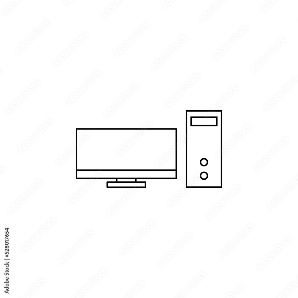 Poster desktop computer icon flat sign for mobile concept and web design