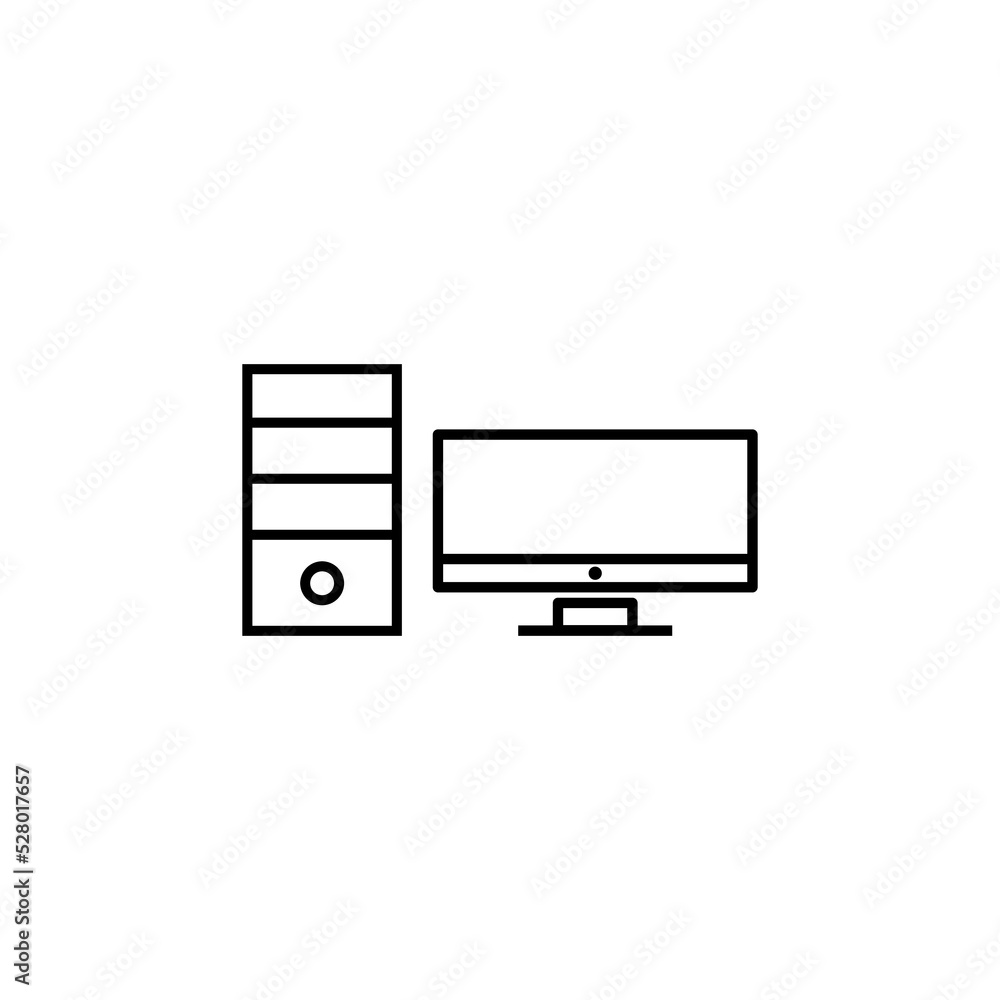 Poster desktop computer icon flat sign for mobile concept and web design
