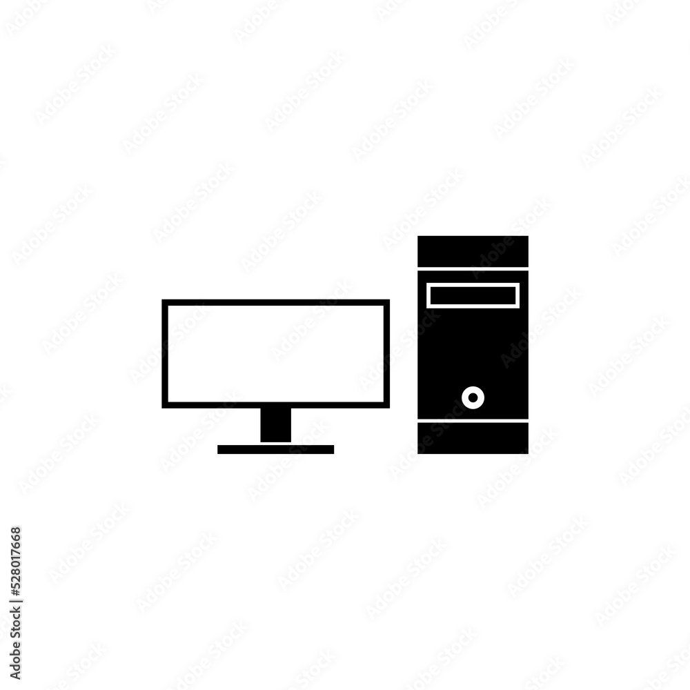 Poster desktop computer icon flat sign for mobile concept and web design