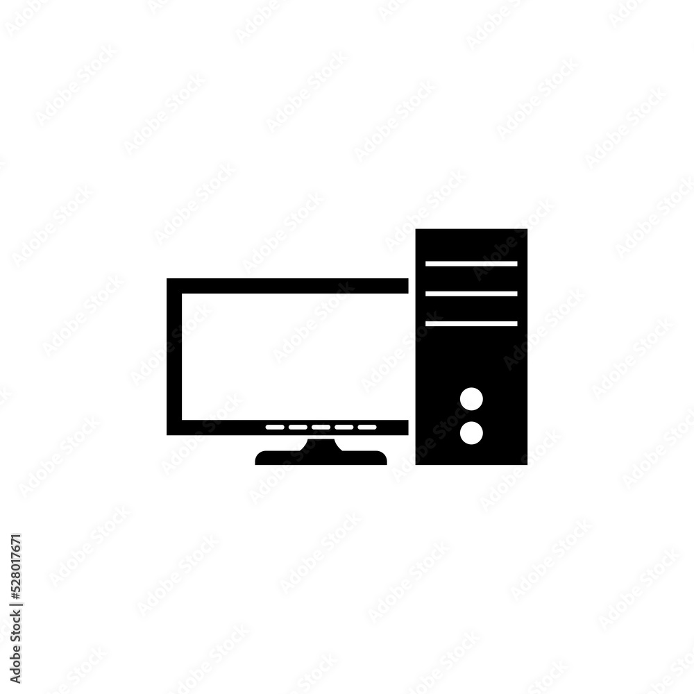 Poster desktop computer icon flat sign for mobile concept and web design