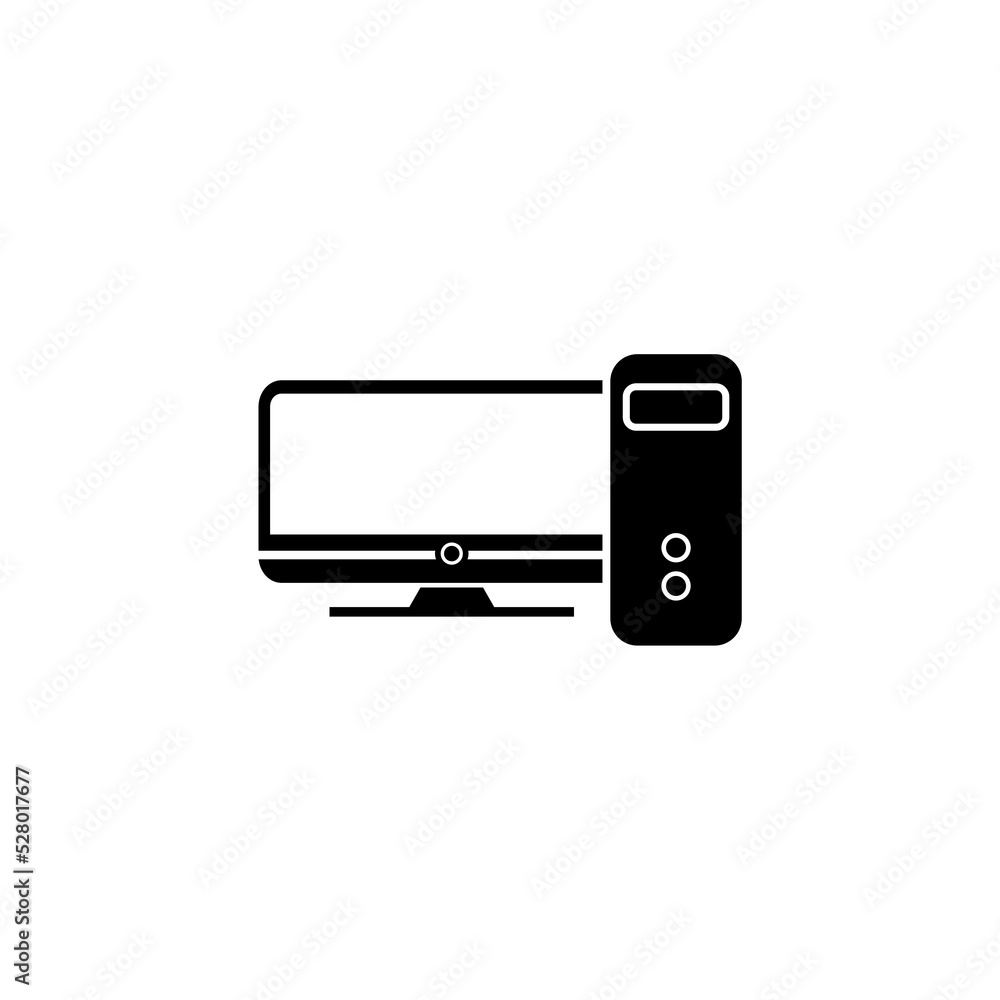 Poster desktop computer icon flat sign for mobile concept and web design