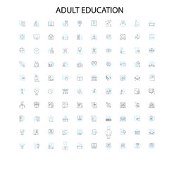 adult education icons, signs, outline symbols, concept linear illustration line collection
