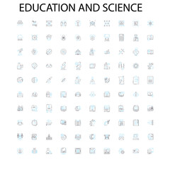 education and science icons, signs, outline symbols, concept linear illustration line collection