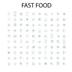 Fototapeta na wymiar fast food icons, signs, outline symbols, concept linear illustration line collection