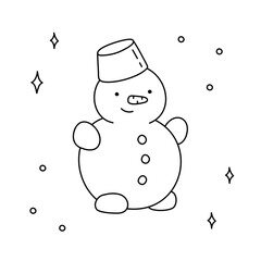 Hand drawn christmas snowman isolated on white background. New Year vector sketch, doodle icon or holiday illustration