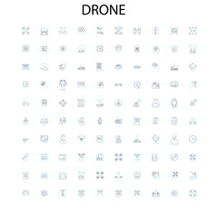 drone icons, signs, outline symbols, concept linear illustration line collection
