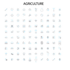 agriculture icons, signs, outline symbols, concept linear illustration line collection
