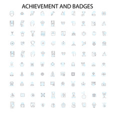 achievement and badges icons, signs, outline symbols, concept linear illustration line collection