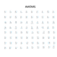avatars icons, signs, outline symbols, concept linear illustration line collection