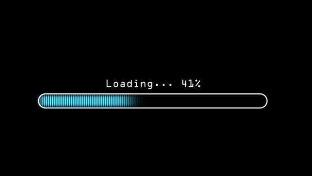 Loading Bars 0-100 % Animation compilation on Black Background 4K. Various colors. 