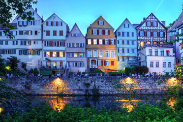 Houses on Neckar River, Tübingen, Germany - obrazy, fototapety, plakaty