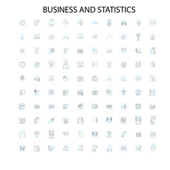 business and statistics icons, signs, outline symbols, concept linear illustration line collection