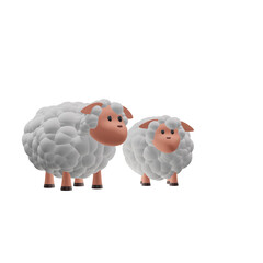 3d illustration two cute sheep