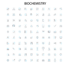biochemistry icons, signs, outline symbols, concept linear illustration line collection