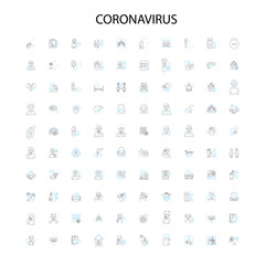 coronavirus icons, signs, outline symbols, concept linear illustration line collection